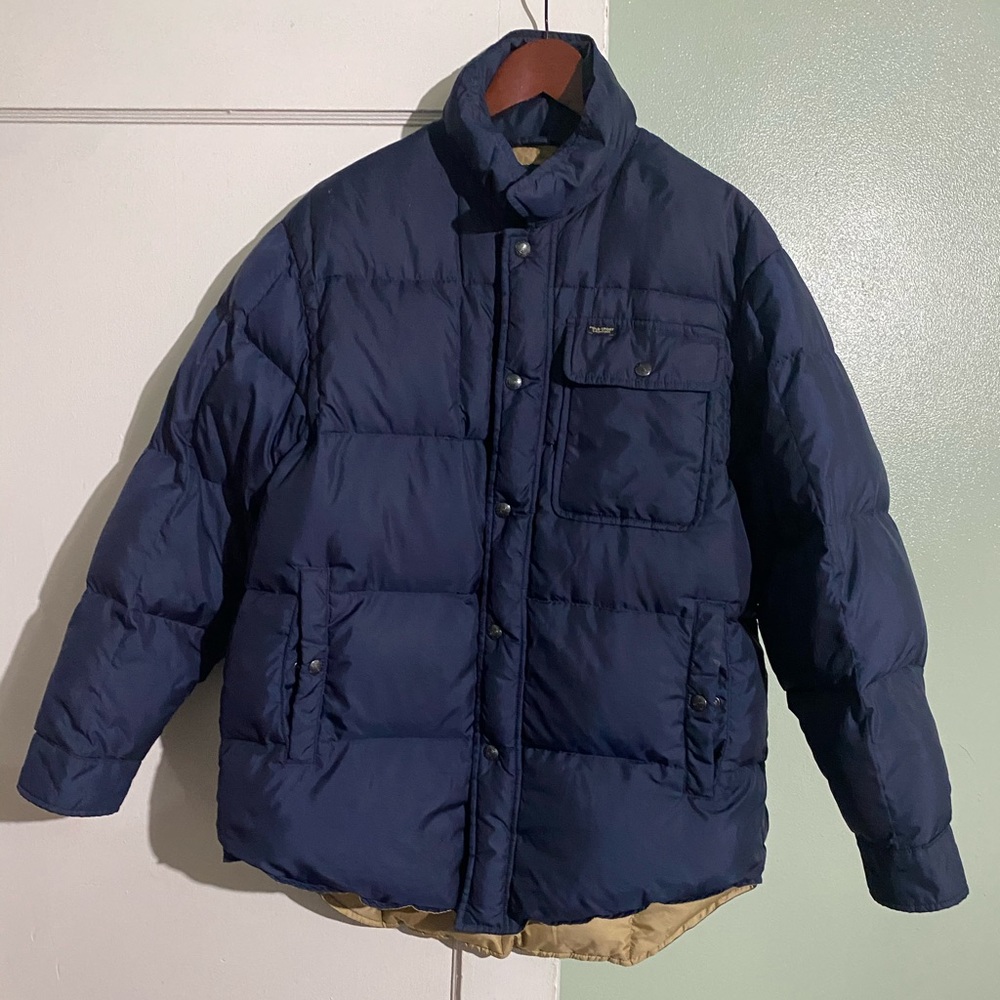 Vintage Men's Ralph Lauren Polo Sport Navy/Tan Jacket Puffer Coat - Men Small - Picture 6 of 14